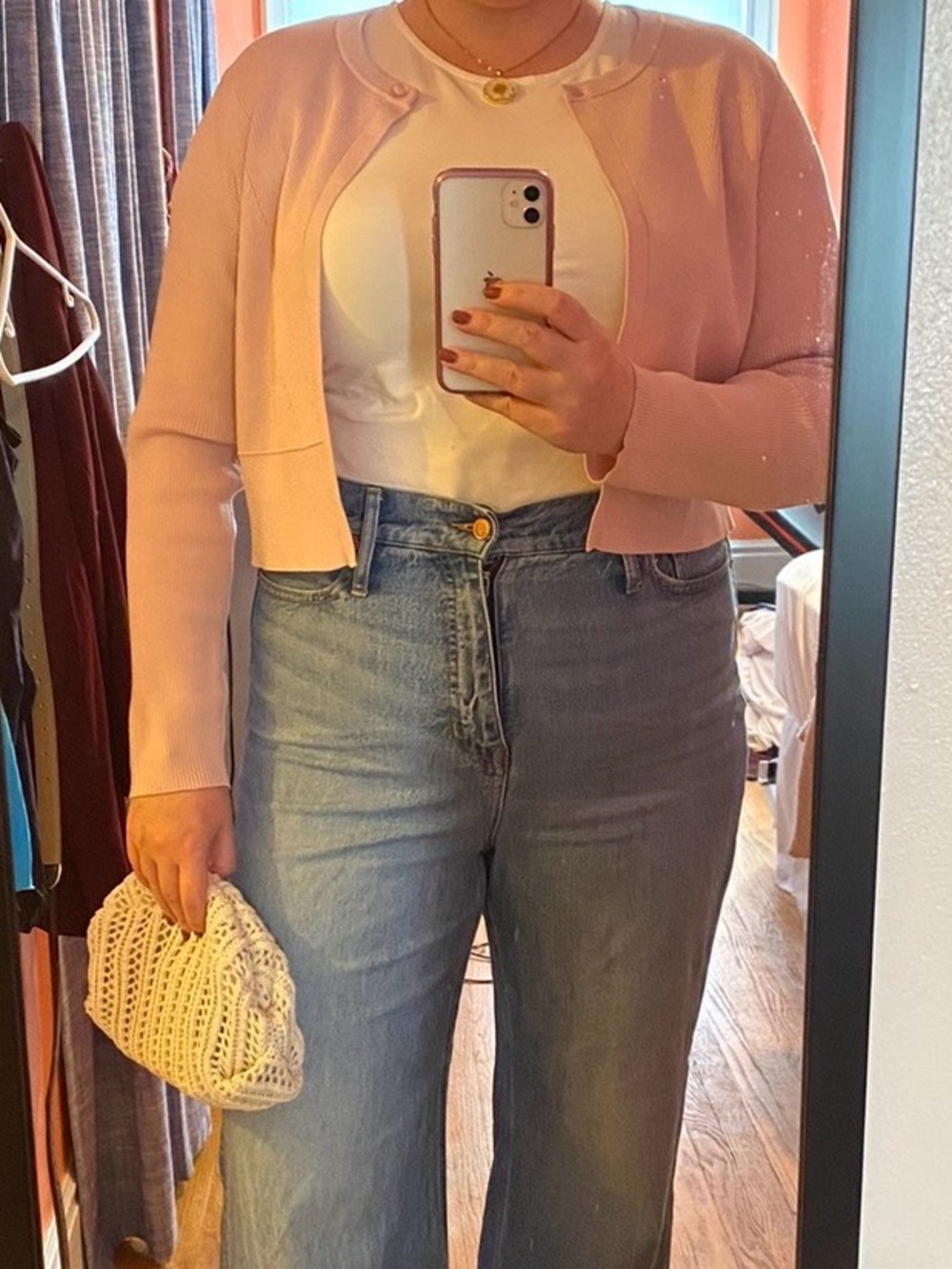 RW&CO. Pale Pink Ribbed Cropped Cardigan